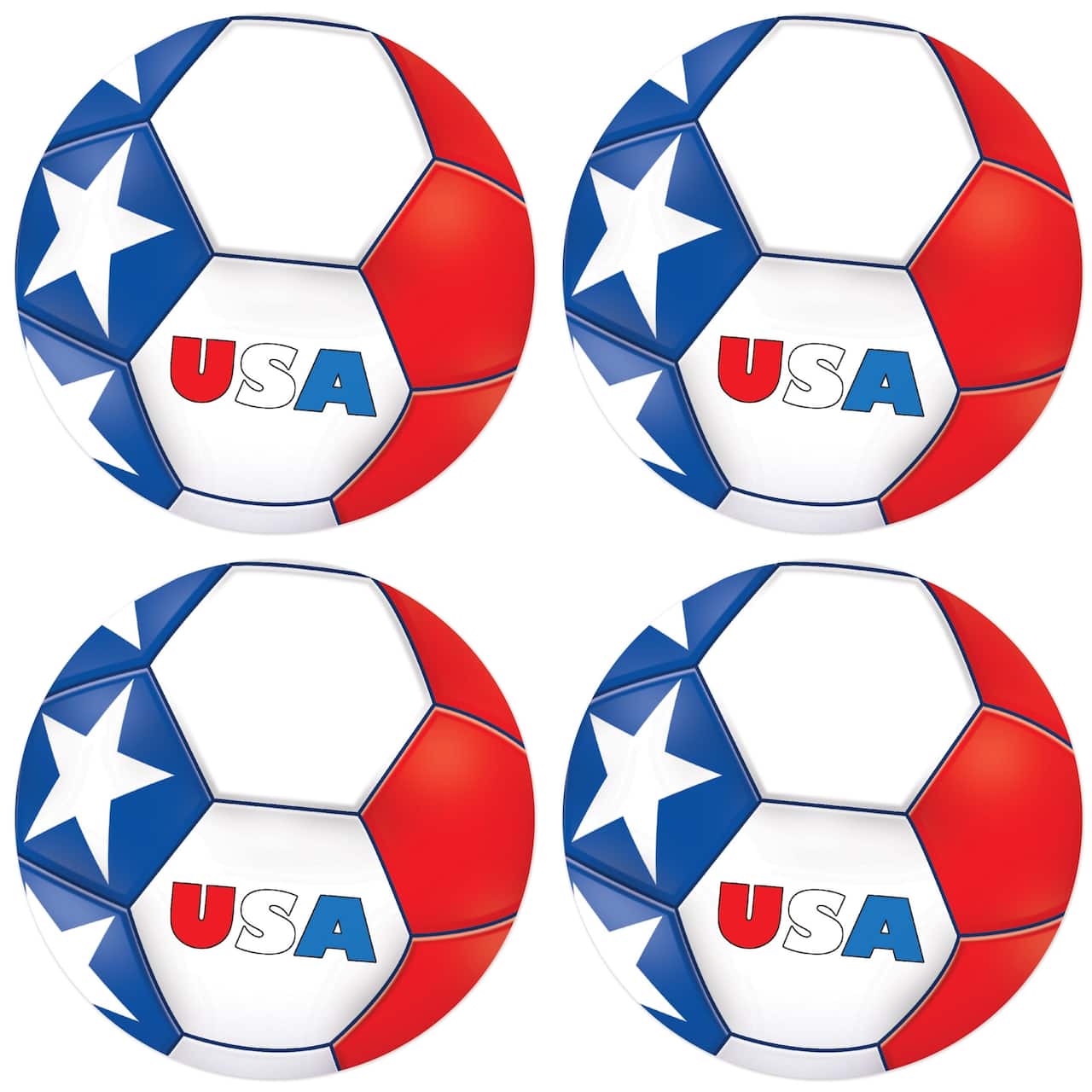 Beistle 5.25" National Soccer Ball Peel 'N Place Decorations, 4ct.